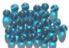 25 10mm Transparent Dark Aqua Round Glass Beads